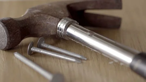 Hammer and Nails background concept 4K stock footage Video stock 82993825