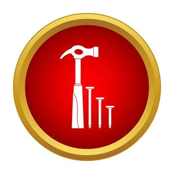 Hammer and nails building construction repair icon Ilustración de archivo
