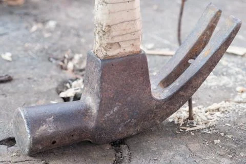 Hammer and nails Close Up. 스톡 사진