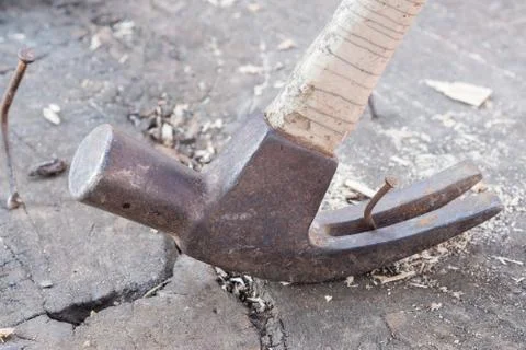 Hammer and nails Close Up. Stock-Fotos