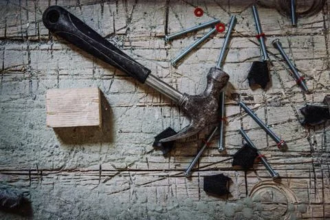 Hammer And Nails - Construction Site Stock Photos