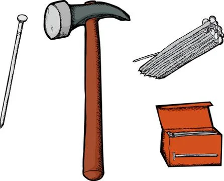 Hammer and Nails Stock Illustration
