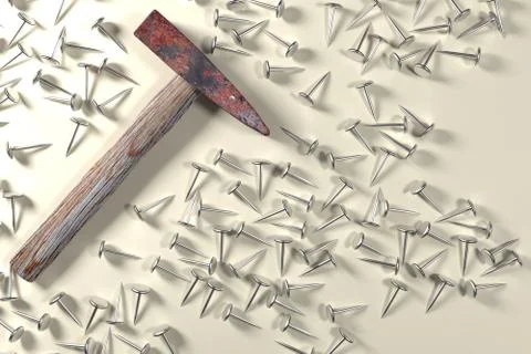 Hammer and nails Stock Illustration