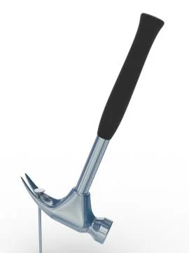 Hammer and nails. Isolated 3D image Stock Illustration