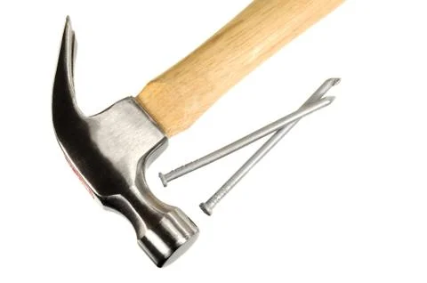 Hammer and nails macro Stock Photos