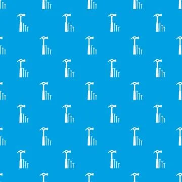 Hammer and nails pattern seamless blue 스톡 일러스트