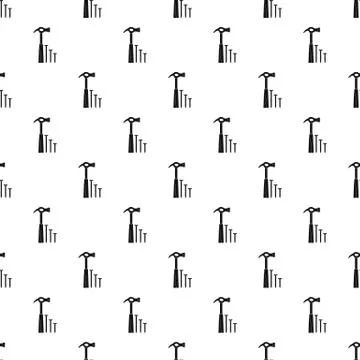 Hammer and nails pattern, simple style Stock Illustration