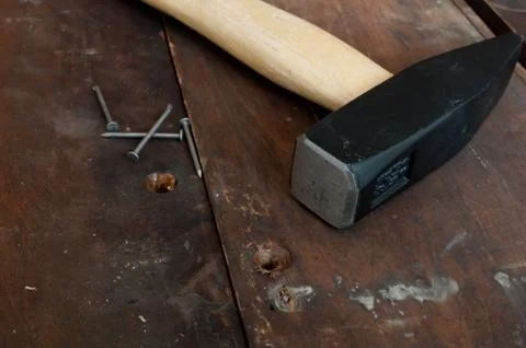 Hammer and nails Stock Photos