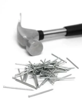 Hammer and nails Stock Photos