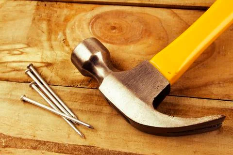 Hammer and nails Stock Photos