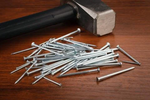 Hammer and nails Stock Photos