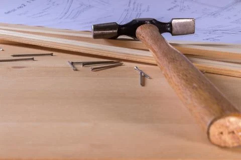 Hammer and nails Stock Photos