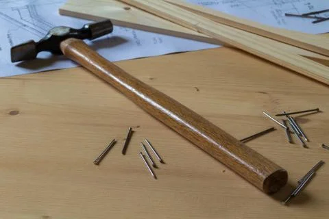 Hammer and nails Stock Photos