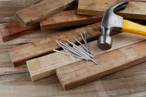 Hammer and nails Stock Photos