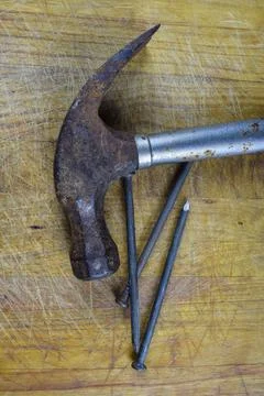 Hammer and nails Stock Photos