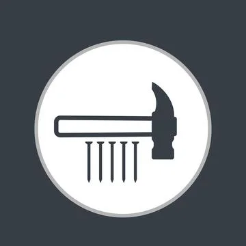 Hammer and nails vector icon Stock Illustration
