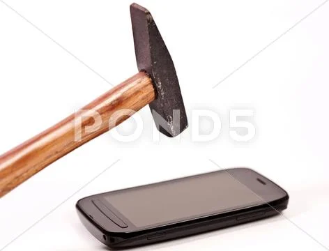 Hammer and phone Stock Photos