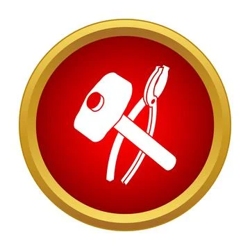 Hammer and pliers creating tool maintenance repair emblem Stockillustratie