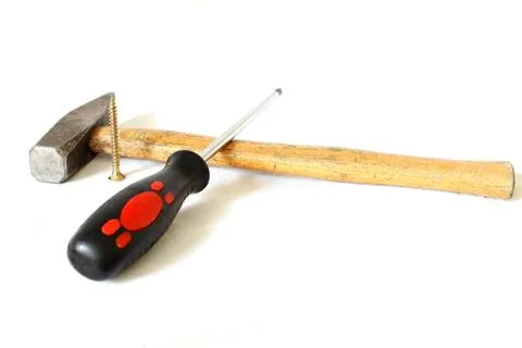 Hammer and screwdriver Stock Photos