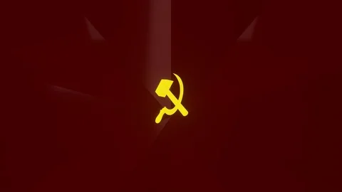 Hammer and sickle animated symbol with a red star Stock Footage