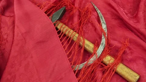 Hammer and Sickle on red Stock Footage 168694539