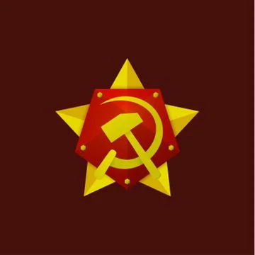 Hammer and Sickle Soviet modern star logo on the flat-style, high-quality Stock Illustration