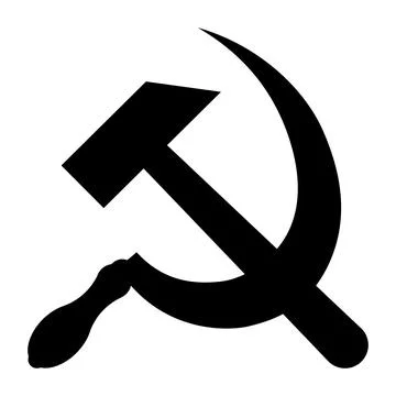 The hammer and sickle symbol of the Soviet Union, black and white vector Stock Illustration