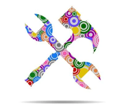 Hammer and spanner circles icon vector Stock Illustration