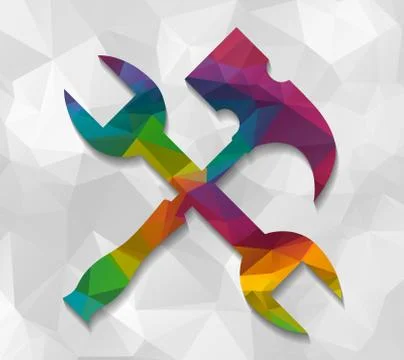 Hammer and spanner low poly イラスト素材