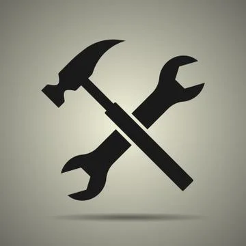Hammer and spanner, tools icon Stock Illustration