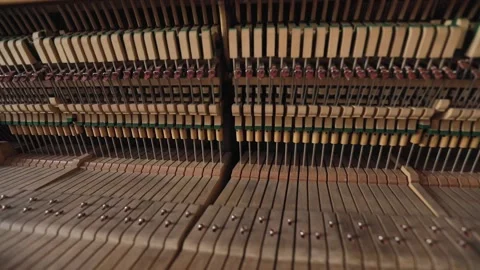 Hammer and string inside vintage piano Stock Footage 170944768