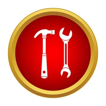 Hammer and wrench tools icon for service Stock Illustration
