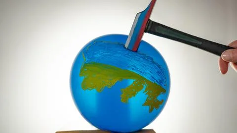 Hammer with balloon Stock Photos