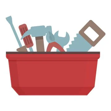 Hammer box icon cartoon vector. Construction toolbox Illustrazione stock