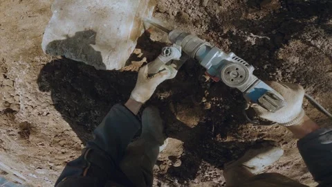 Hammer breaker, Jackhammer, Jackhammer operation process Stock Footage 332932248