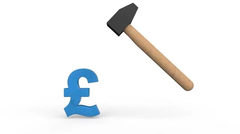 Hammer breaking pound symbol Stock Footage 65182698