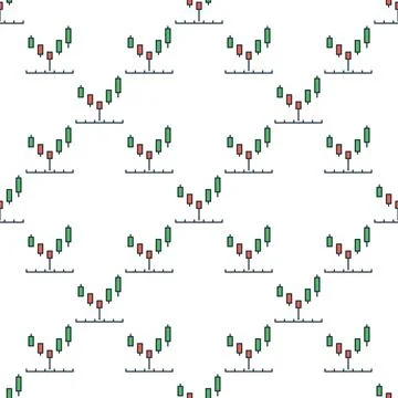 Hammer Candlestick vector colored seamless pattern Stock Illustration