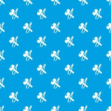 Hammer clamping mites pattern vector seamless blue Stock Illustration