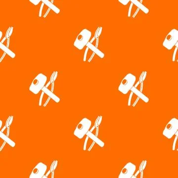 Hammer clamping mites pattern vector orange Stock Illustration
