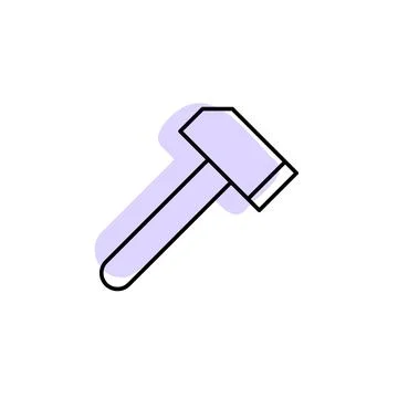 Hammer with color shadow vector icon in construction tools set Stock Illustration