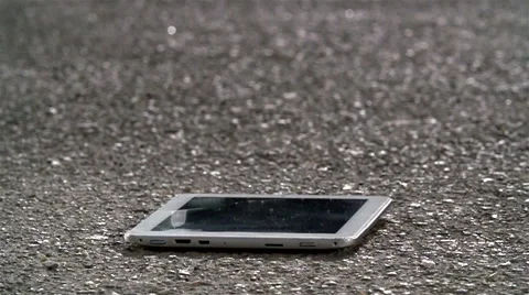 Hammer crash hitting a tablet pc computer, broken touch screen Stock Footage 50503467