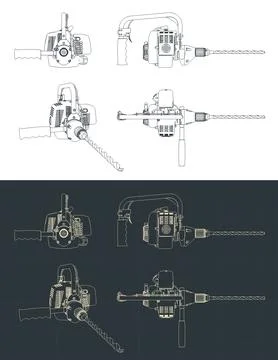 Hammer drill blueprints Illustrazione stock