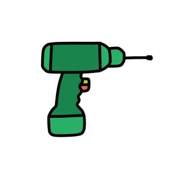 Hammer drill doodle icon, vector color illustration Stock Illustration