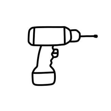 Hammer drill doodle icon, vector line illustration Stock Illustration