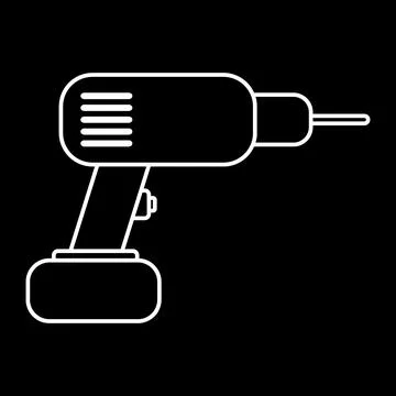 Hammer drill icon on black. Stock Illustration