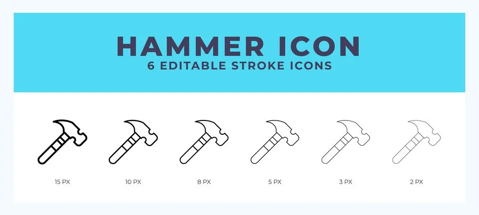 Hammer editable line icon. Vector illustration with different stroke. Stock Illustration