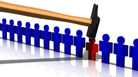 Hammer falling on the one to be fired Stock Illustration