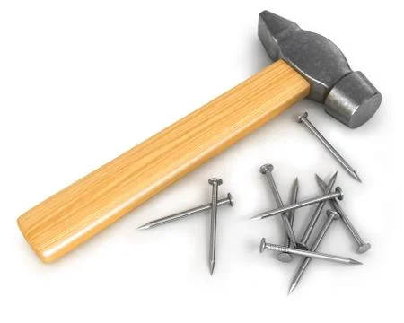 Hammer with few nails Stock Illustration