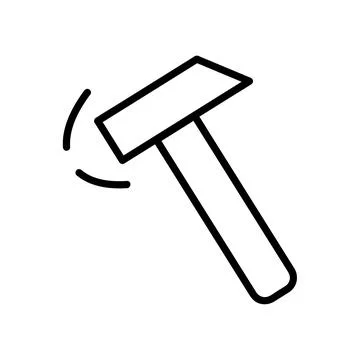 A hammer flat icon. Pictogram for web. Line stroke. Isolated on white backgro Stock Illustration
