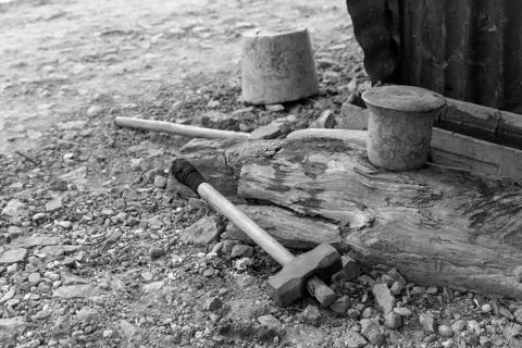 A hammer at a forge Stock Photos